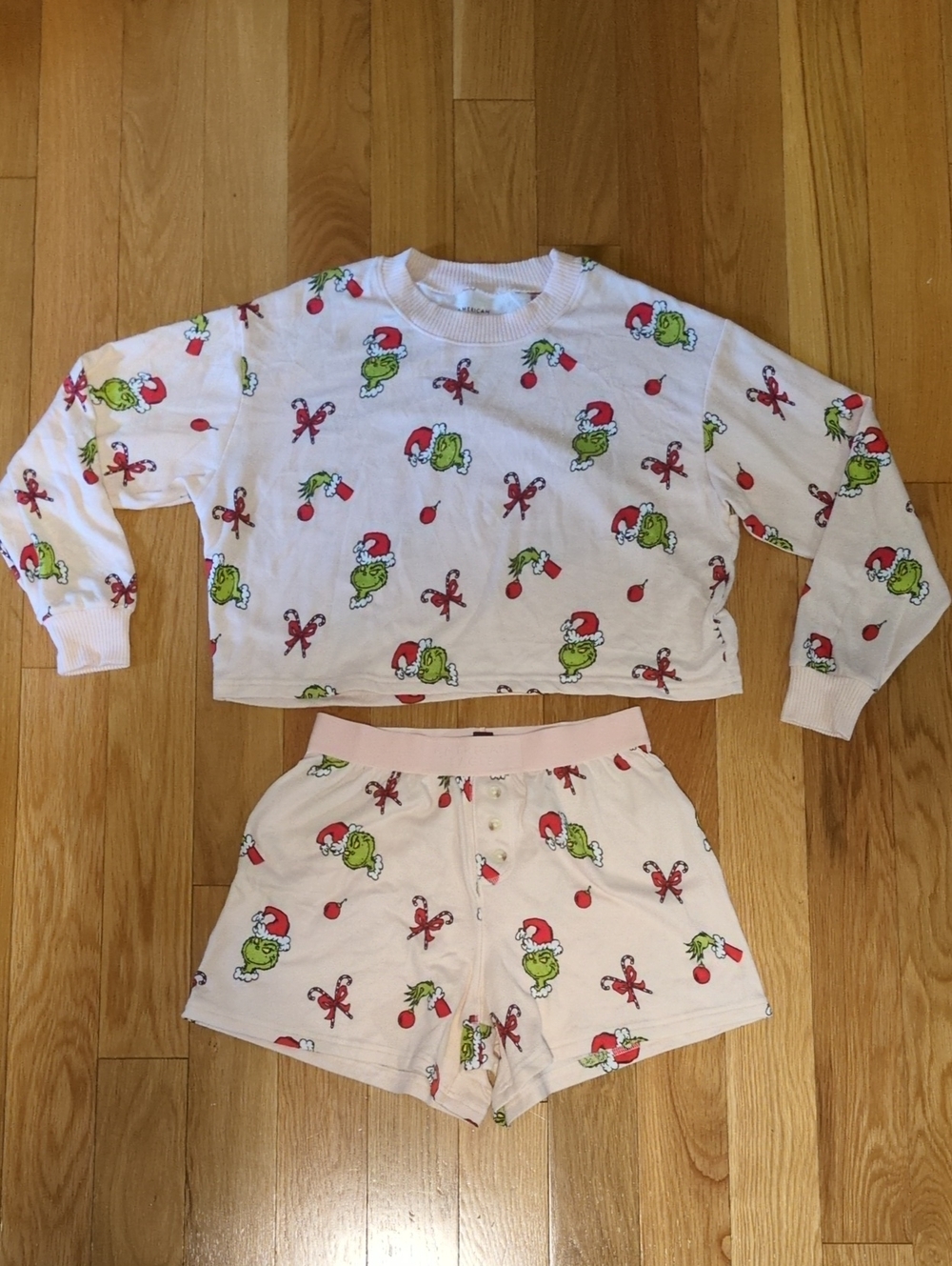 AE Grinch Candy Cane Plush PJ Set